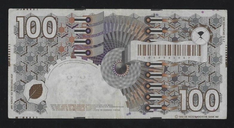 Netherlands 100 Gulden 1992 P-101 VF