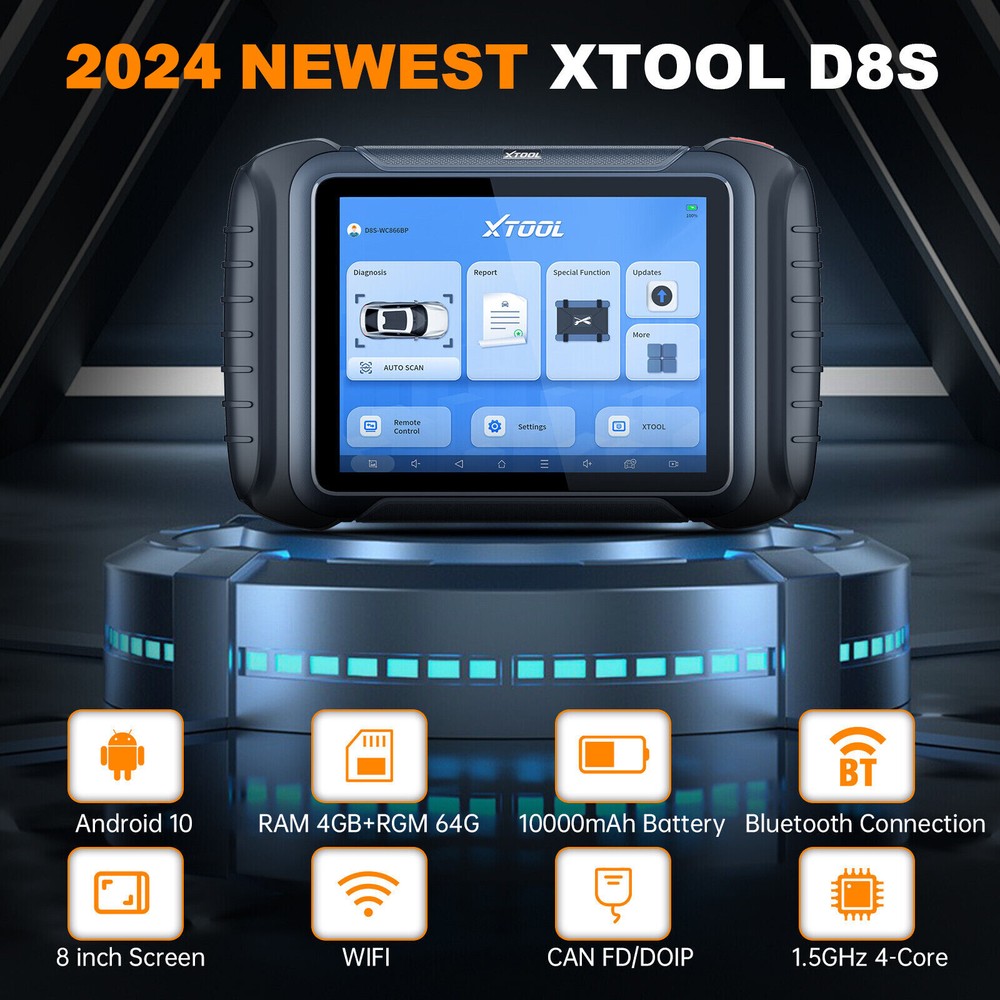 XTOOL USED D8S OBD2 All Systems Diagnostic Scanner Bidirectional Key E/CU Coding