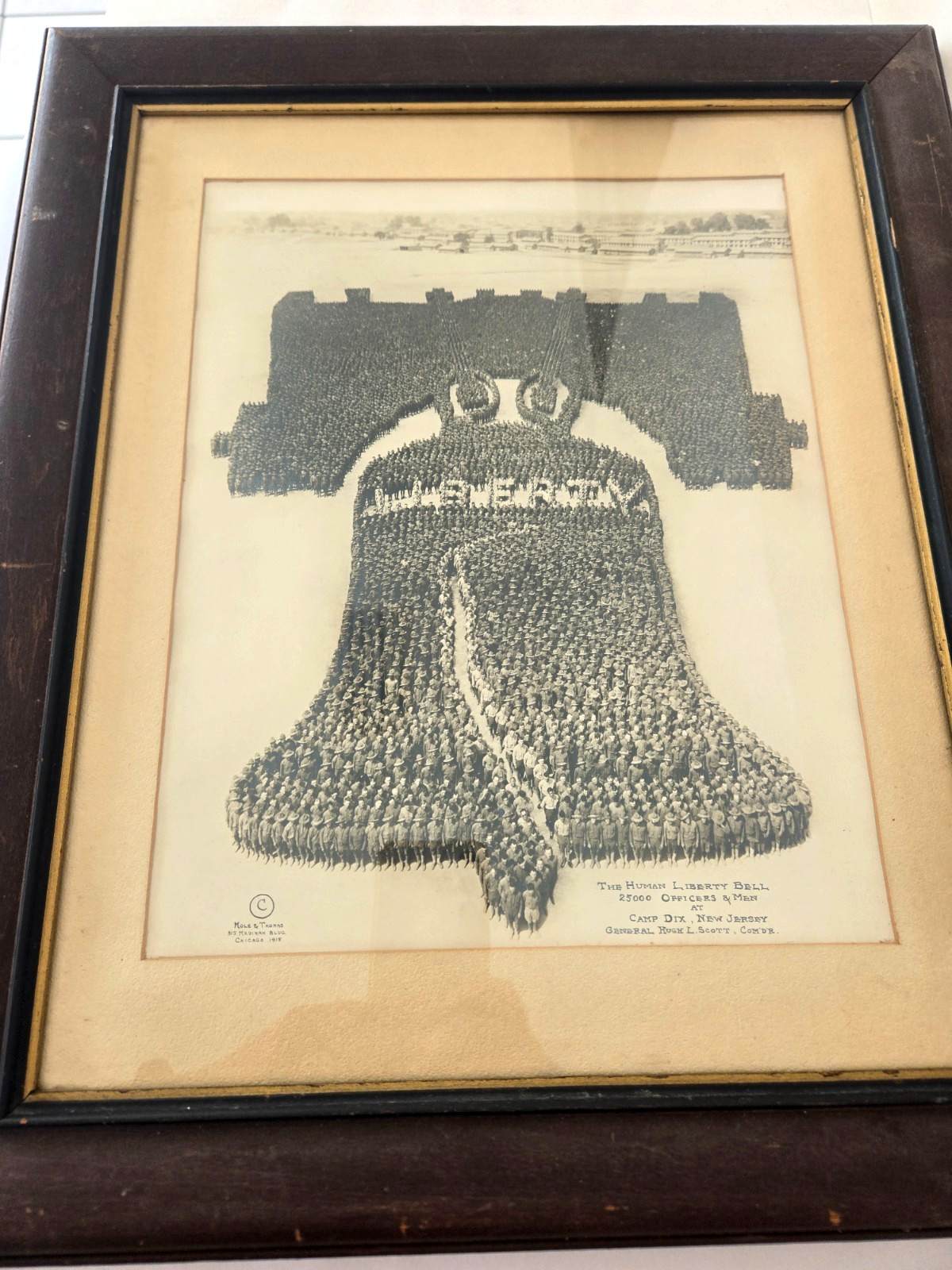 ORIGINAL 1918 Human Liberty Bell Camp Dix WWI Mole Thomas 25,000 Soldiers Photo