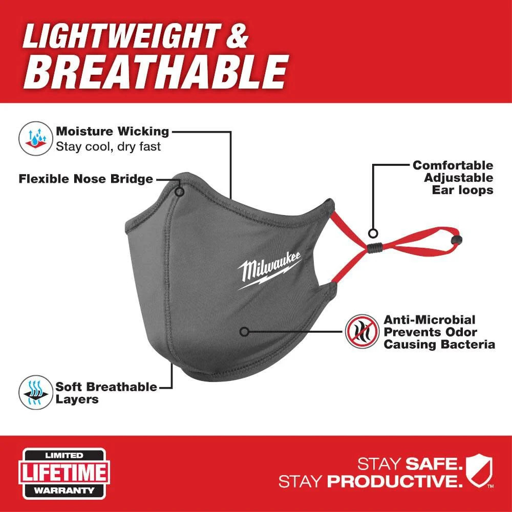 Milwaukee 10Pk Gray 2-Layer Face Mask