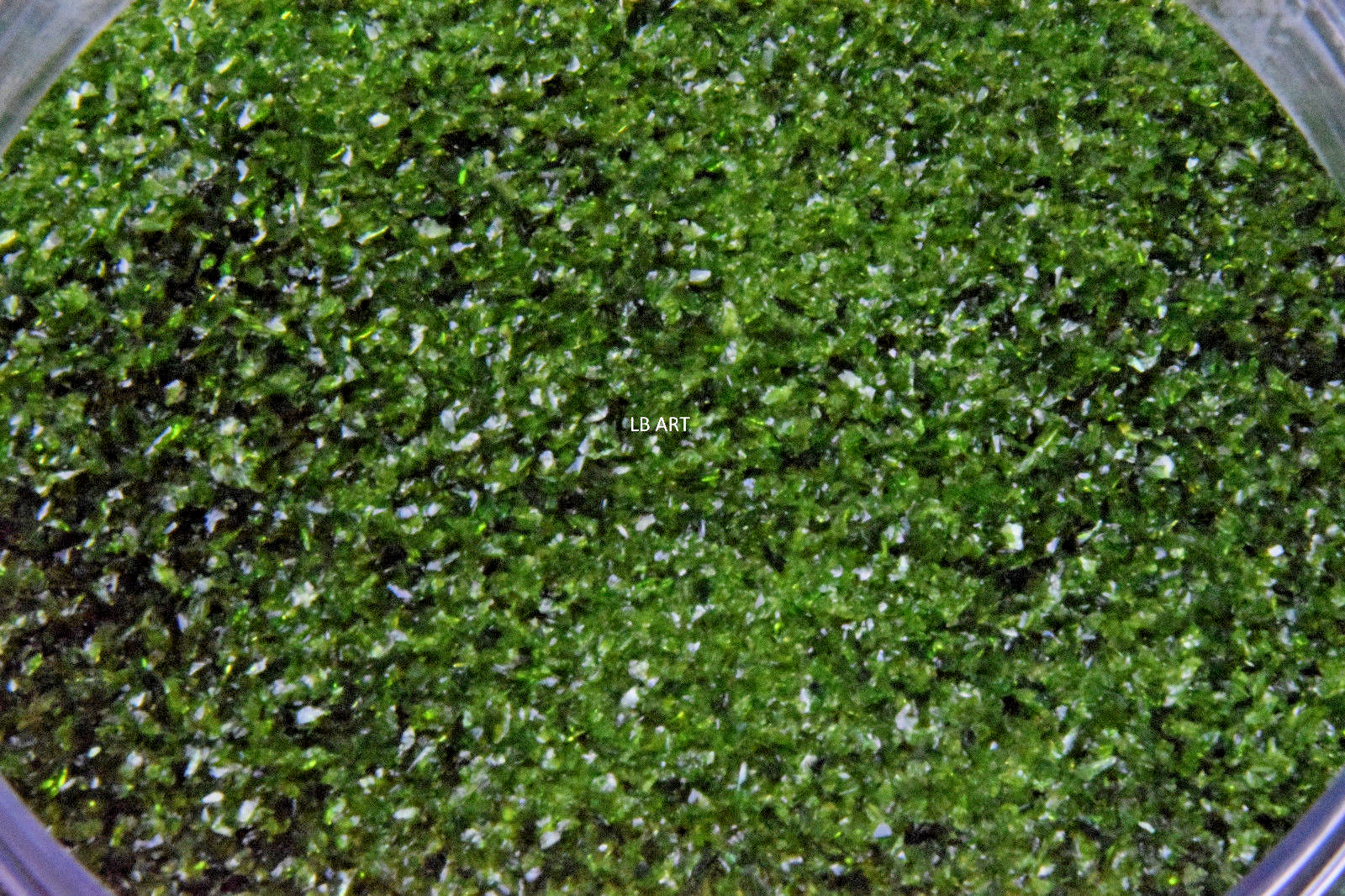 1412.01 - 1oz LIGHT AVENTURINE GREEN BULLSEYE GLASS FINE FRIT 90 COE FUSIBLE