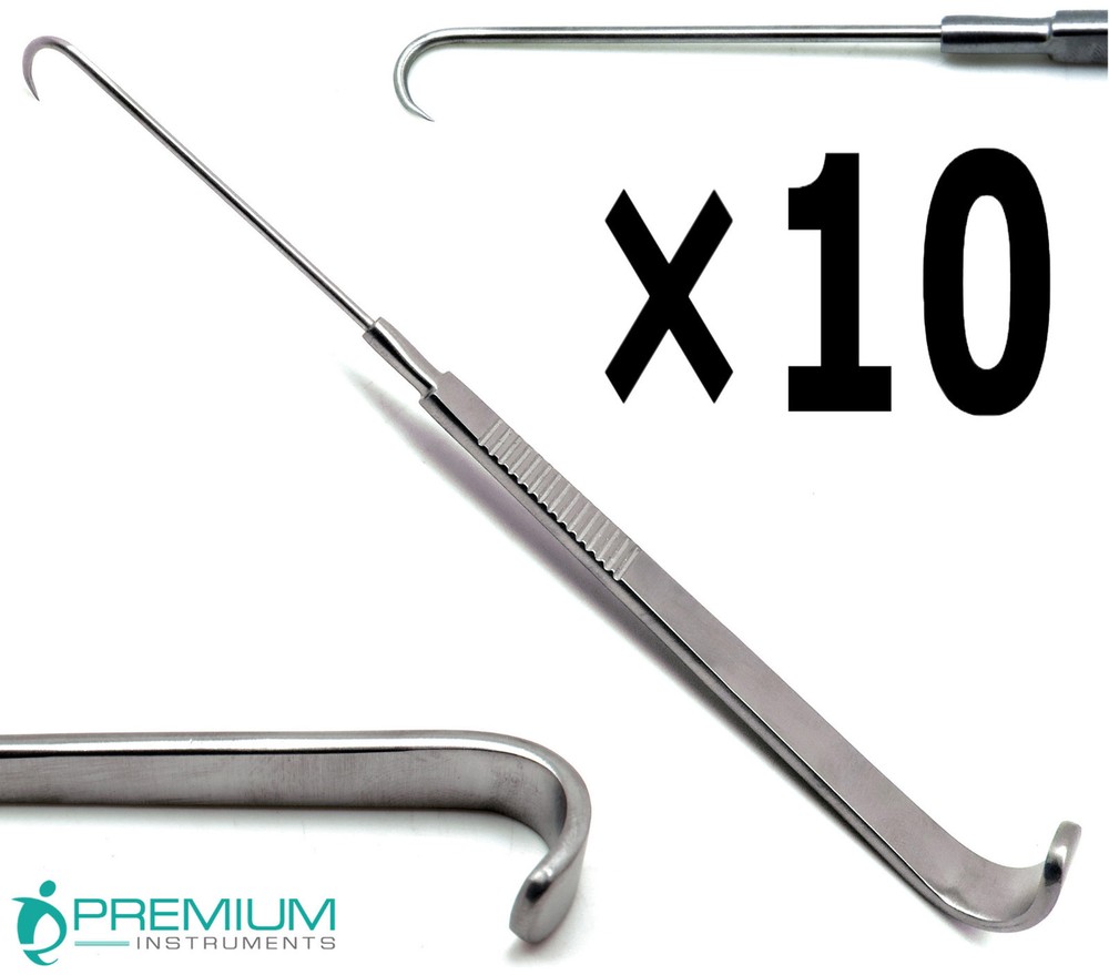 10× NEWS ENT Tracheal Hook Retractor 6" Sharp Point Surgical Instruments