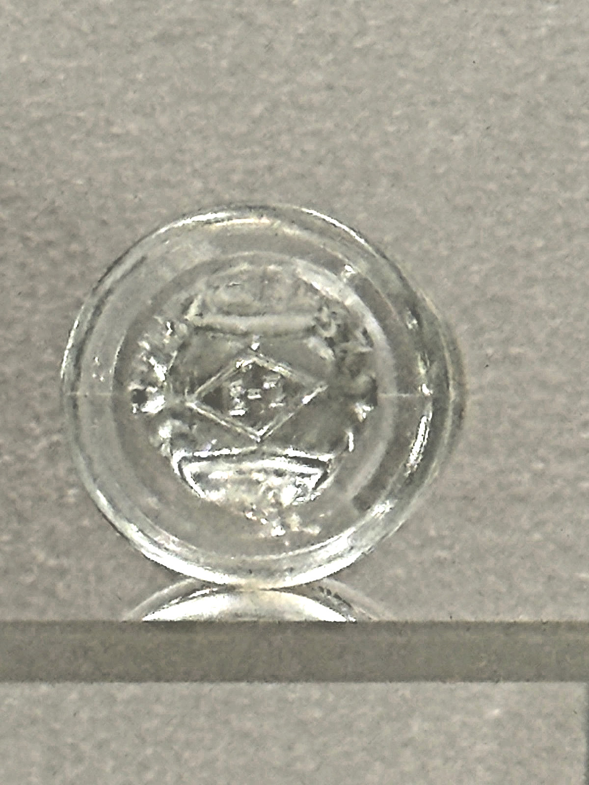 E-Z Brand Pat. 1937 Clear Eyewash Cup- Embossed Eye on Both Sides-Pedestal Shape