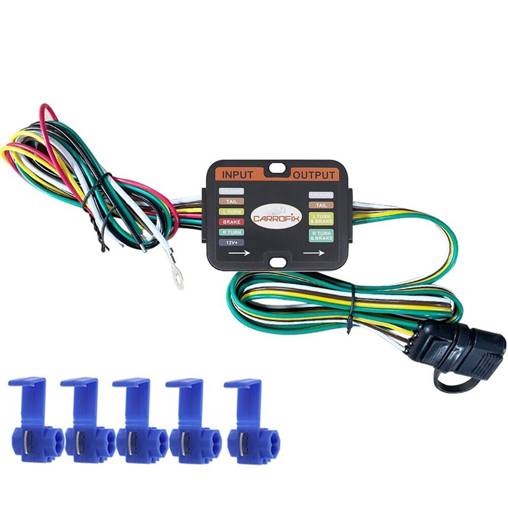 Circuit Protected Powered Tail Light Converter with 4-Way Flat Trailer Connector