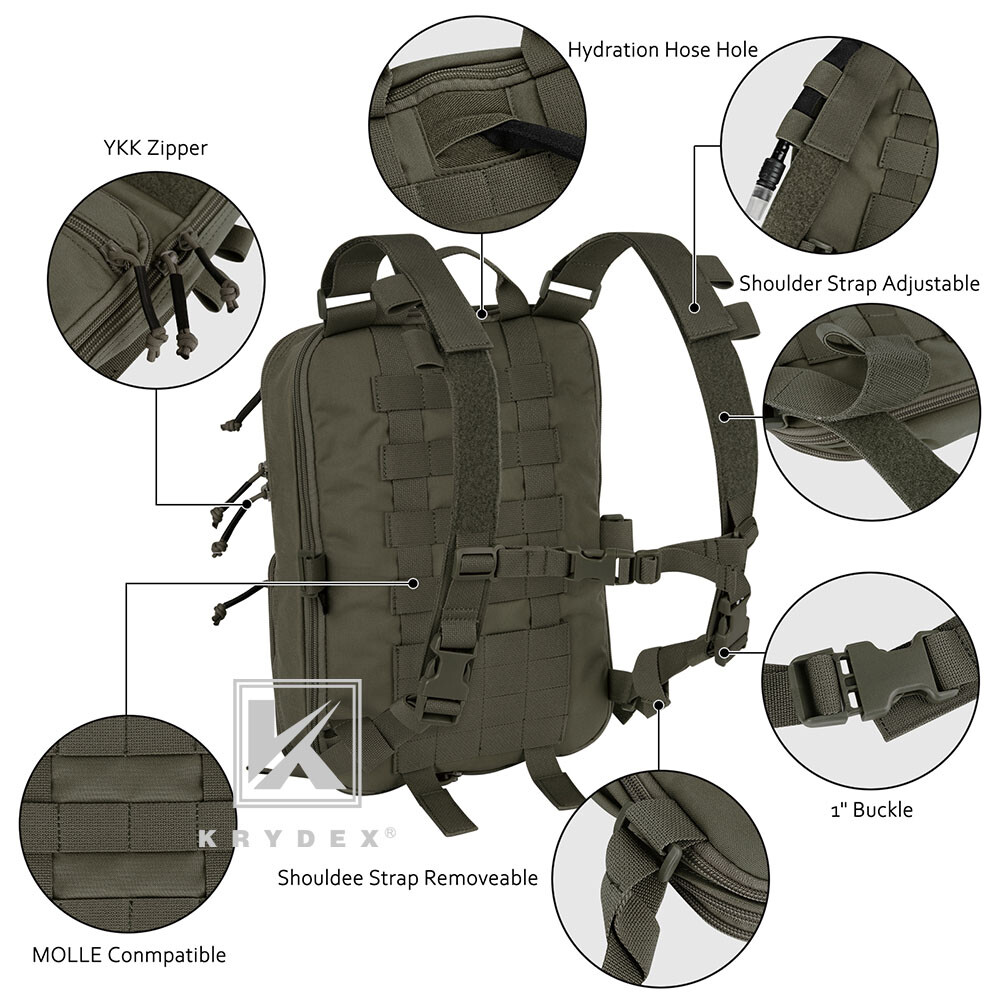 KRYDEX D3 Flatpack Tactical Expandable Backpack 23L MOLLE Travel Expanded Pack