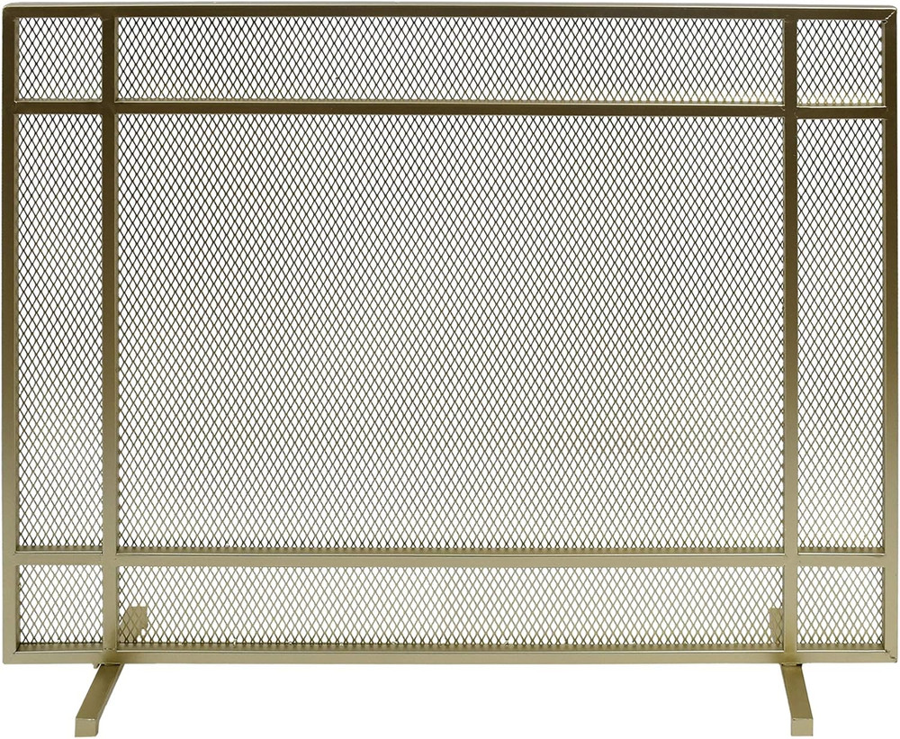 Modern Gold Iron Firescreen - Elegant Single Panel Design by Markus