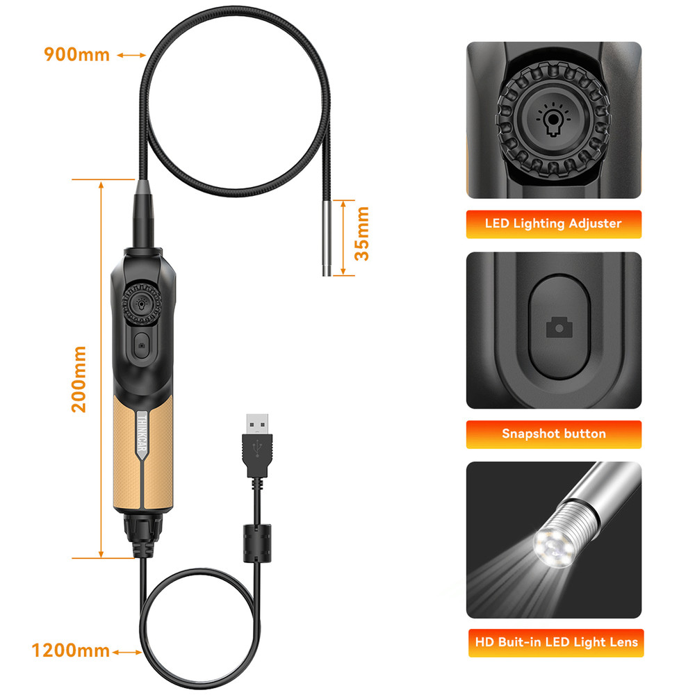 THINKCAR 689BT OBD2 Diagnostic Tool ECU Coding Scanner + Endoscope CANFD & DOIP