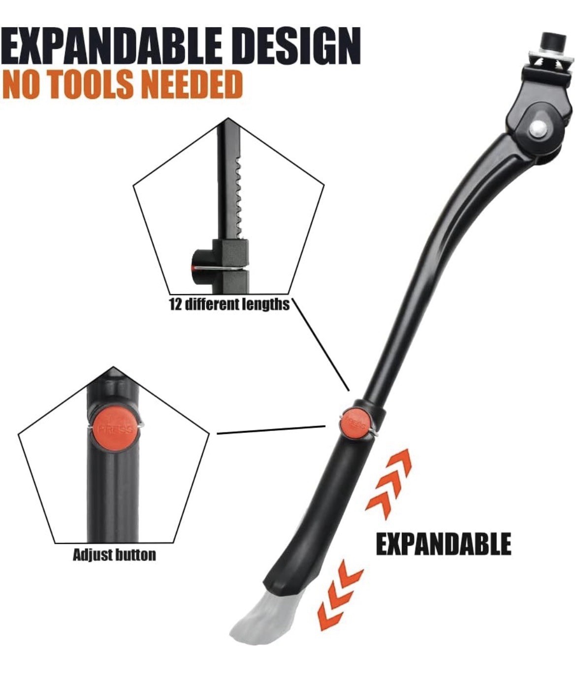 Bike Kickstand Adjustable Aluminium Alloy Bicycle Kickstand for 26-27-28" Bike