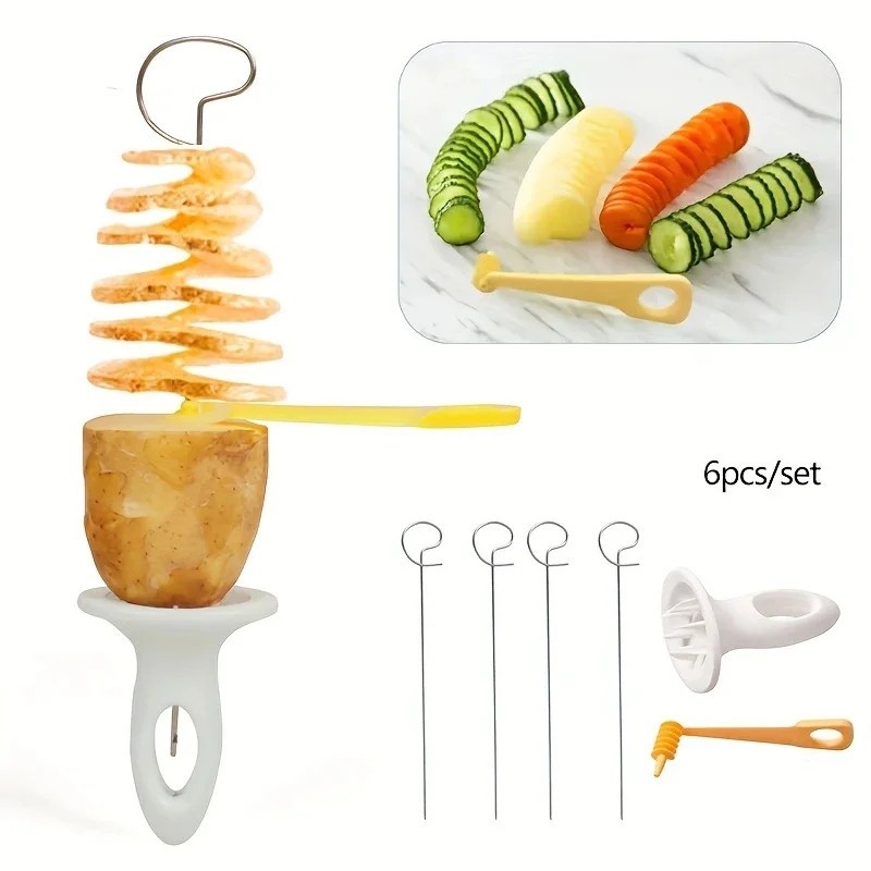 6PCS STAINLESS STEEL SPIRALIZER SET – MULTI-FUNCTION VEGETABLE CUTTER FOR POTATO