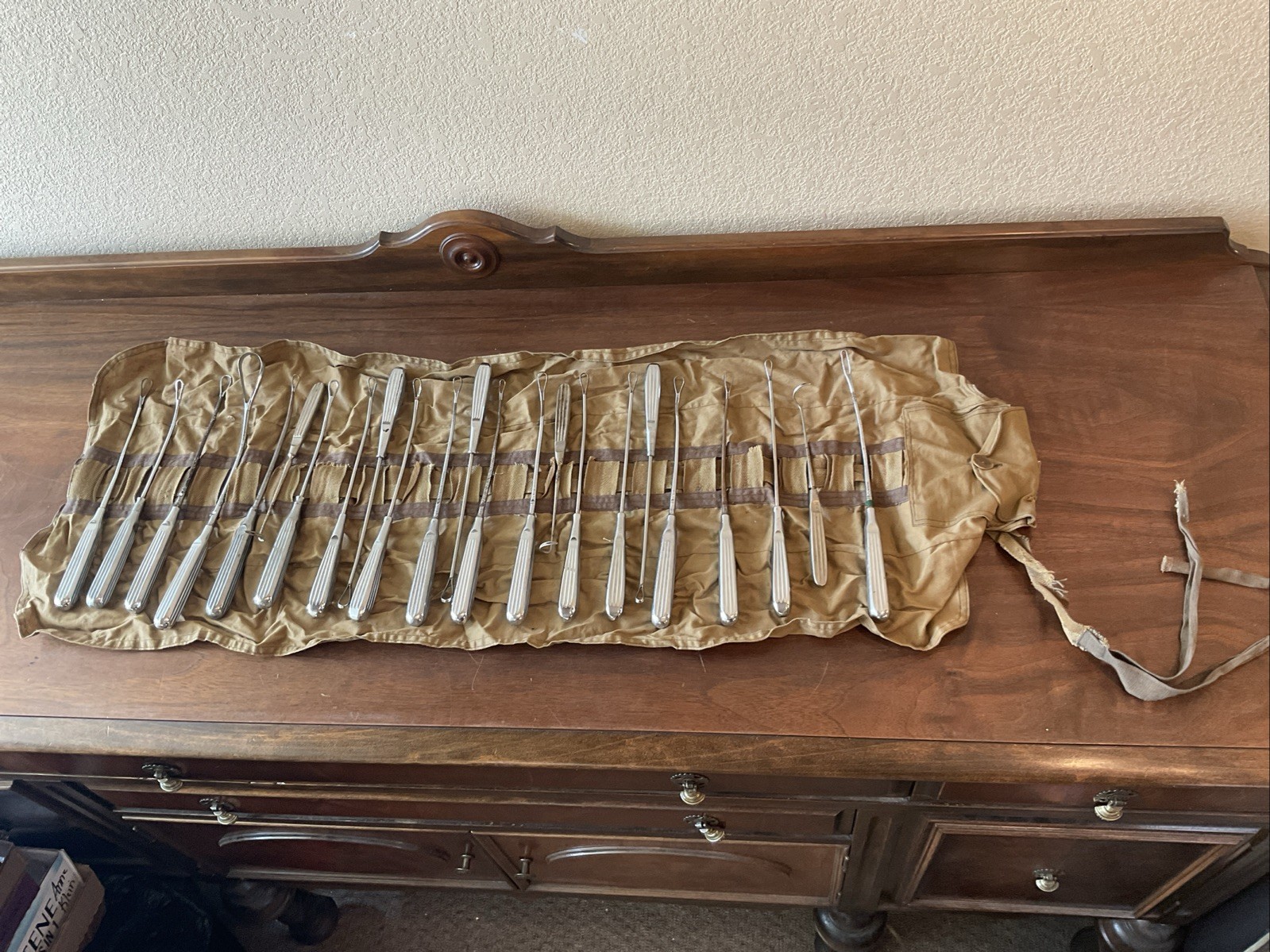 Lot Set Of Vintage Military Curette Field Surgical Instruments Tools