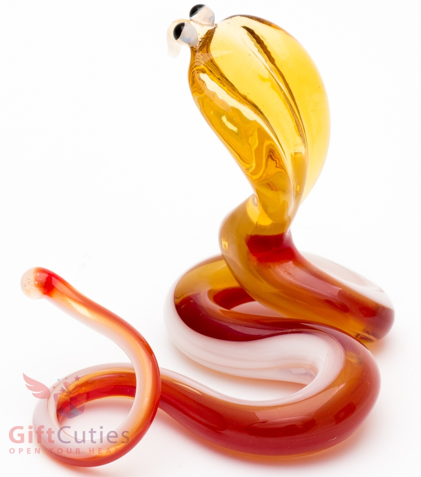 Hand-Blown Glass Cobra Snake Figurine Handmade 2025 Year of the Snake Sculpture
