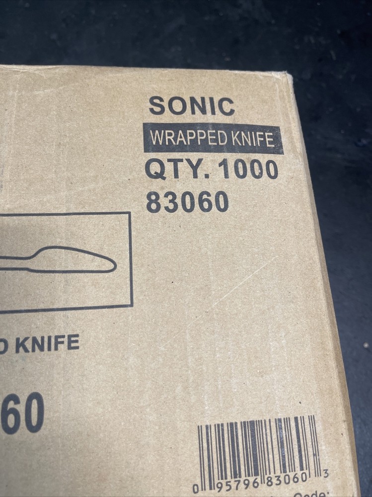 New Sonic DF-1131-2 Medium Weight White Plastic Knife - Wrapped 1000EA per Case