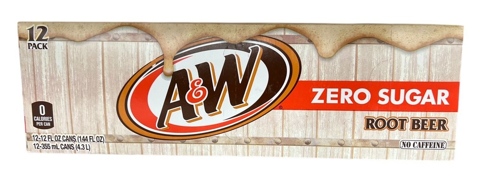 A&W Zero Sugar Caffeine Free Root Beer 12 Pack