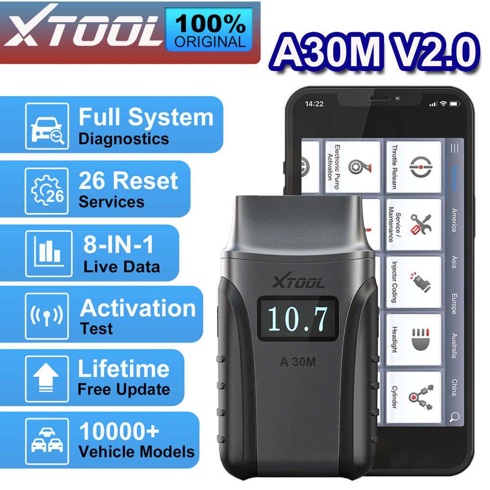 XTOOL A30M V2.0 OBD2 Scanner Full System Diagnostic Tool Bidirectional Bluetooth