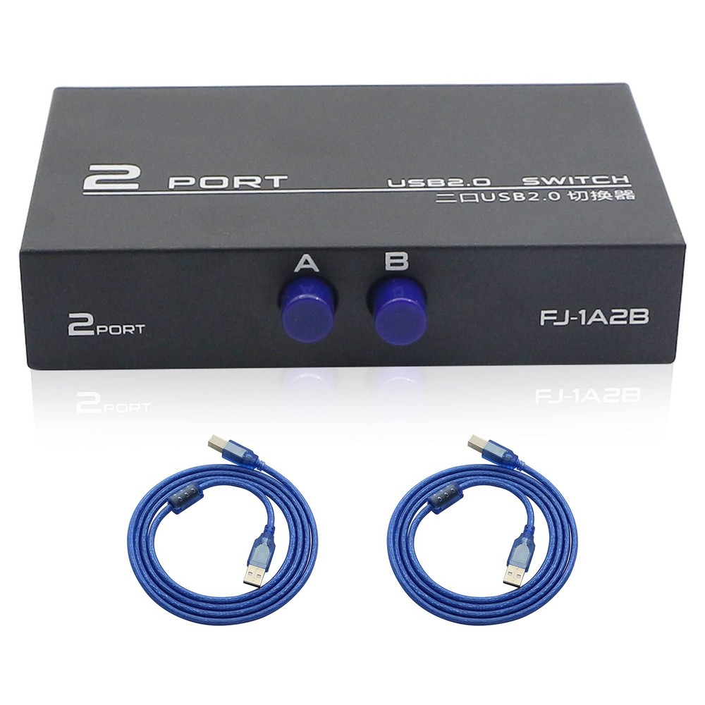 Printer Sharing Adapter 2Port USB 2.0 Switch 2 Computers 2 Pack Male Cable