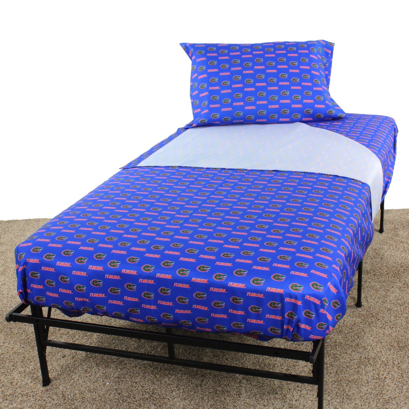 Everything Comfy Florida Gators Twin Sized 3 Piece Sheet Set, Team Color Back...