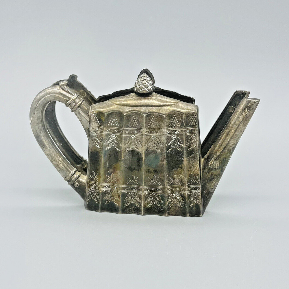 VTG 90’s Godinger Silver Art Co Teapot Napkin/Letter Holder Cottage Decor Patina