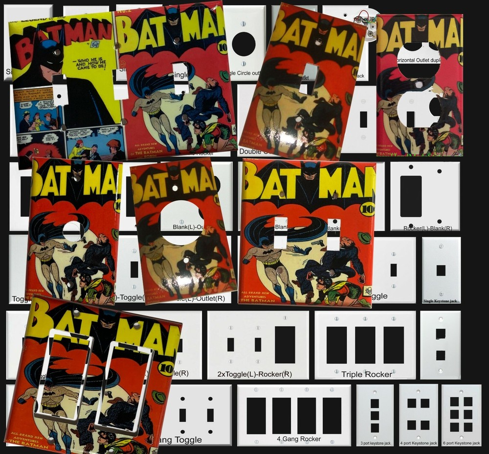 Batman Comic Book Light Switch Duplex Power Outlet Wall Cover Plate Home Decor