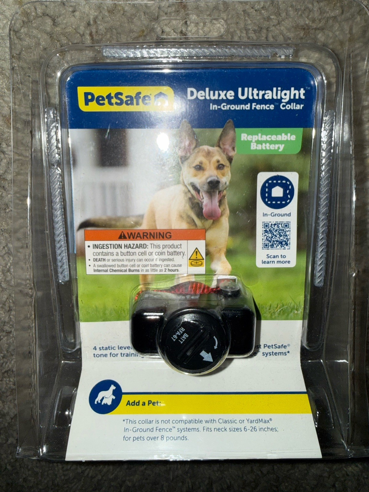 PetSafe Deluxe Ultralight In-Ground Fence Collar RB-PUL-275 Replaceable Battery