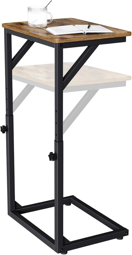 Adjustable C-Shaped End Table Small Side Table Couch Sofa TV Tray Table Living