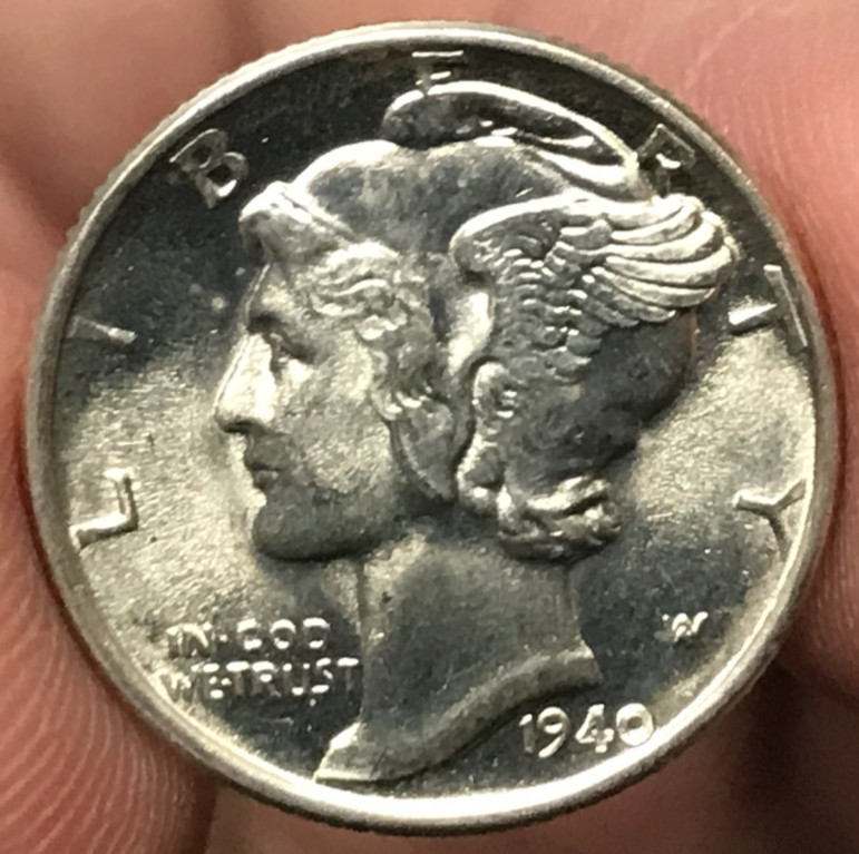 1940 10C Silver Mercury Dime Uncirculated