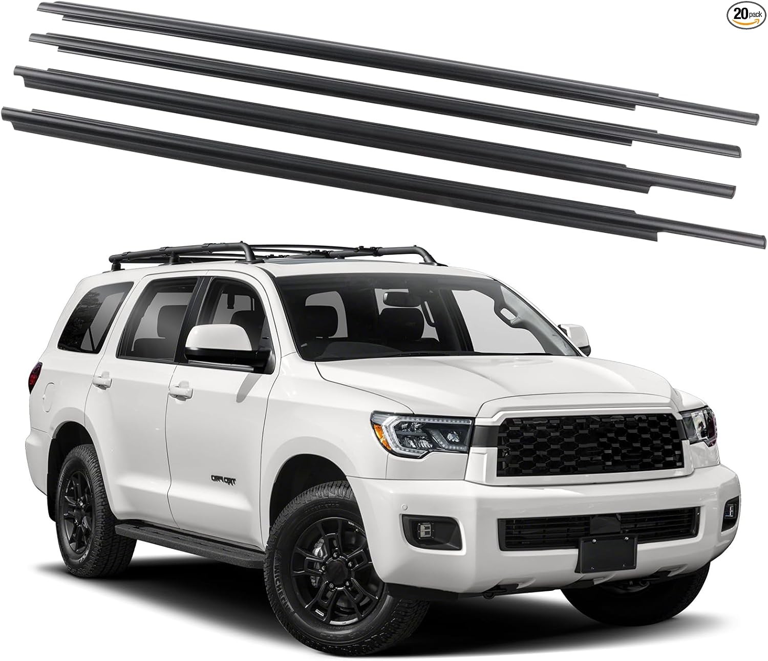 4Pcs Weatherstrip, Window Moulding Trim Compatible with 2008-2020 Toyota Sequoia