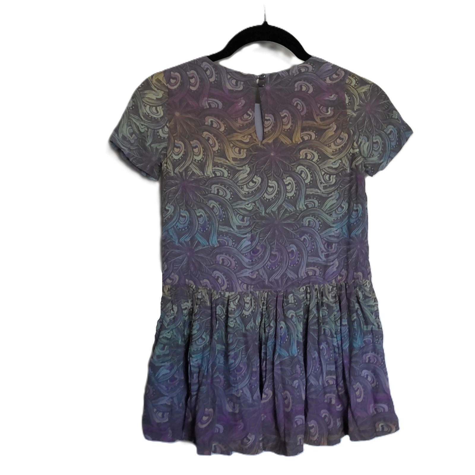 Gymboree Girl's Dress Drop Waist Short Sleeve Peacock Feather Print EUC Sz 5