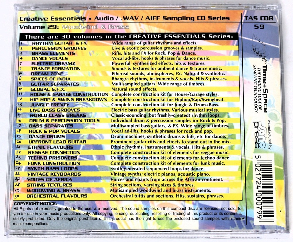 Zero-G Creative Essentials 29 Woodwind & Brass Sample/Sound Library/Sampling CD