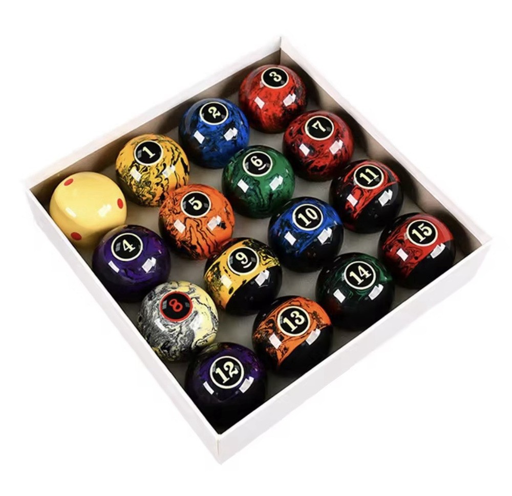 COMPLETE SET BILLIARD BALLS, POOL 16 MARBLES NEW
