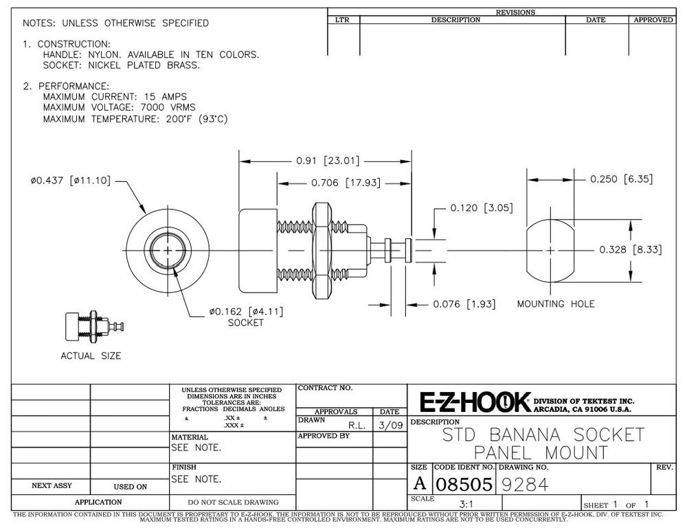 Banana Jack, Panel Mount , White, 15A