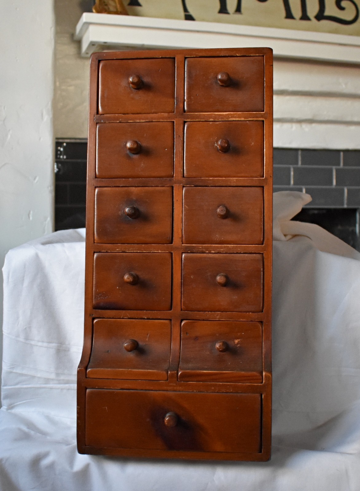 primitive wall hanging Spice Cabinet wood knobs apothecary pharmacy VERY NICE!