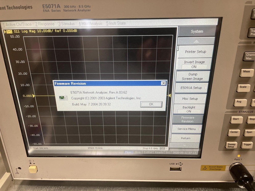 AGILENT E5071A ENA SERIES NETWORK ANALYZER, OPT.10,16,1E5,413
