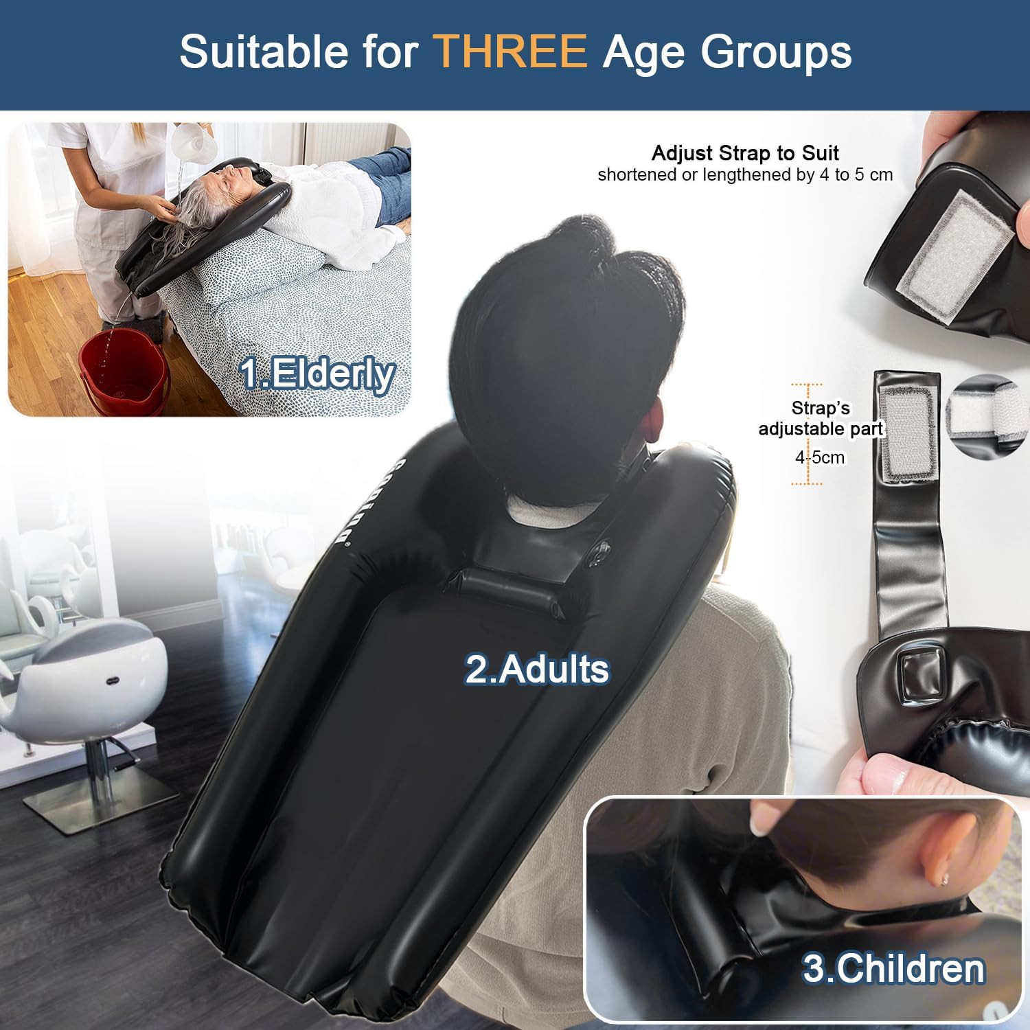 Inflatable Hair Washing Basin for Bedridden Portable Shampoo Sink for Bedside