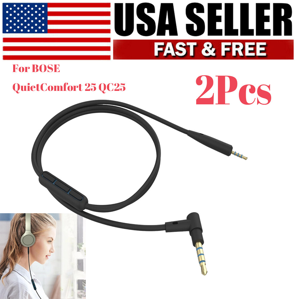 2-Pack Replacement Audio Cable w/Mic For BOSE QuietComfort 25 QC25 Headphones