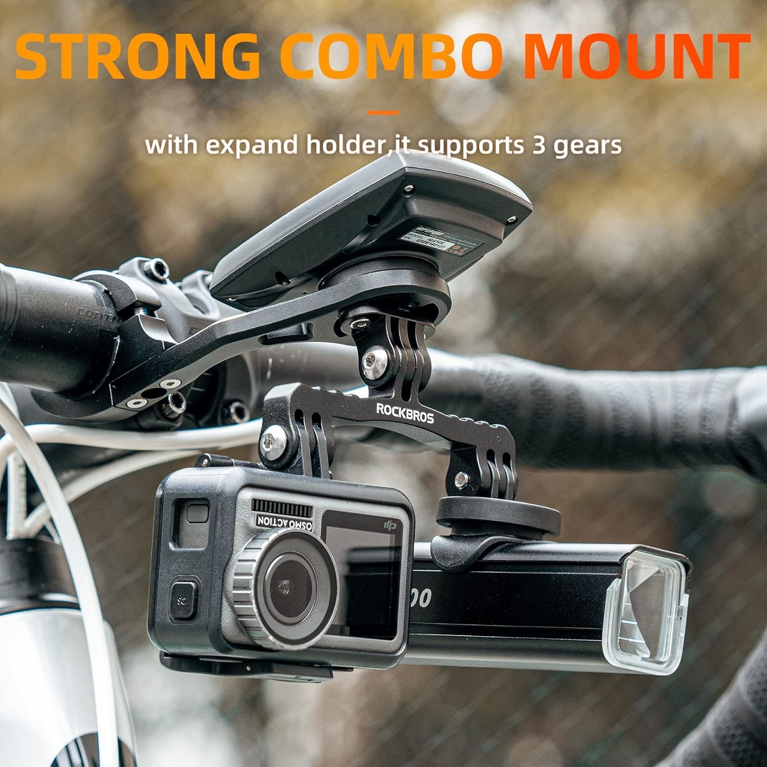 ROCKBROS Out Front Bike Mount Cycling Computer Mount for Garmin, Bryton, GoPro