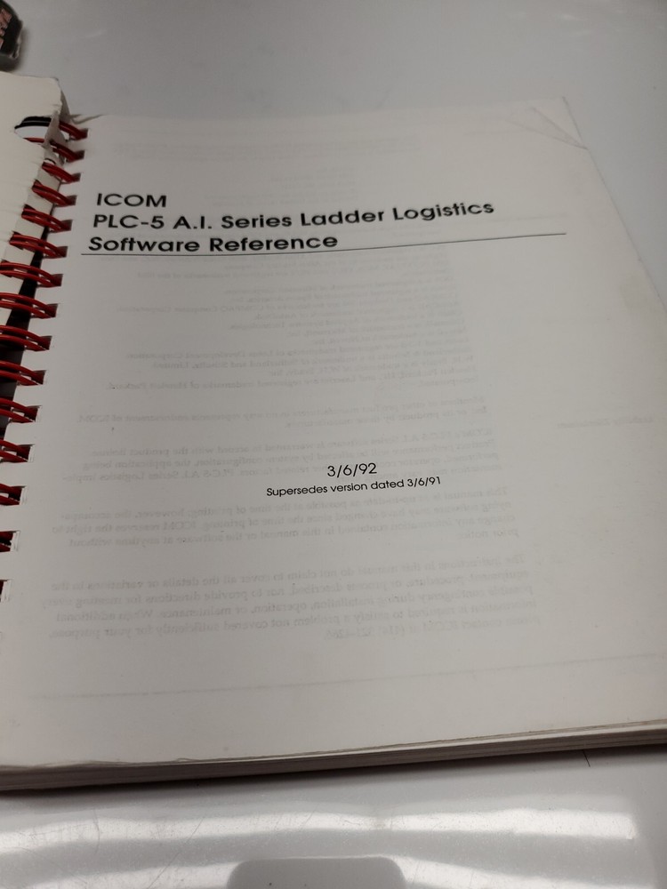 ICOM PLX-5 A.I. Series Ladder Logistics Instruction Software refrence