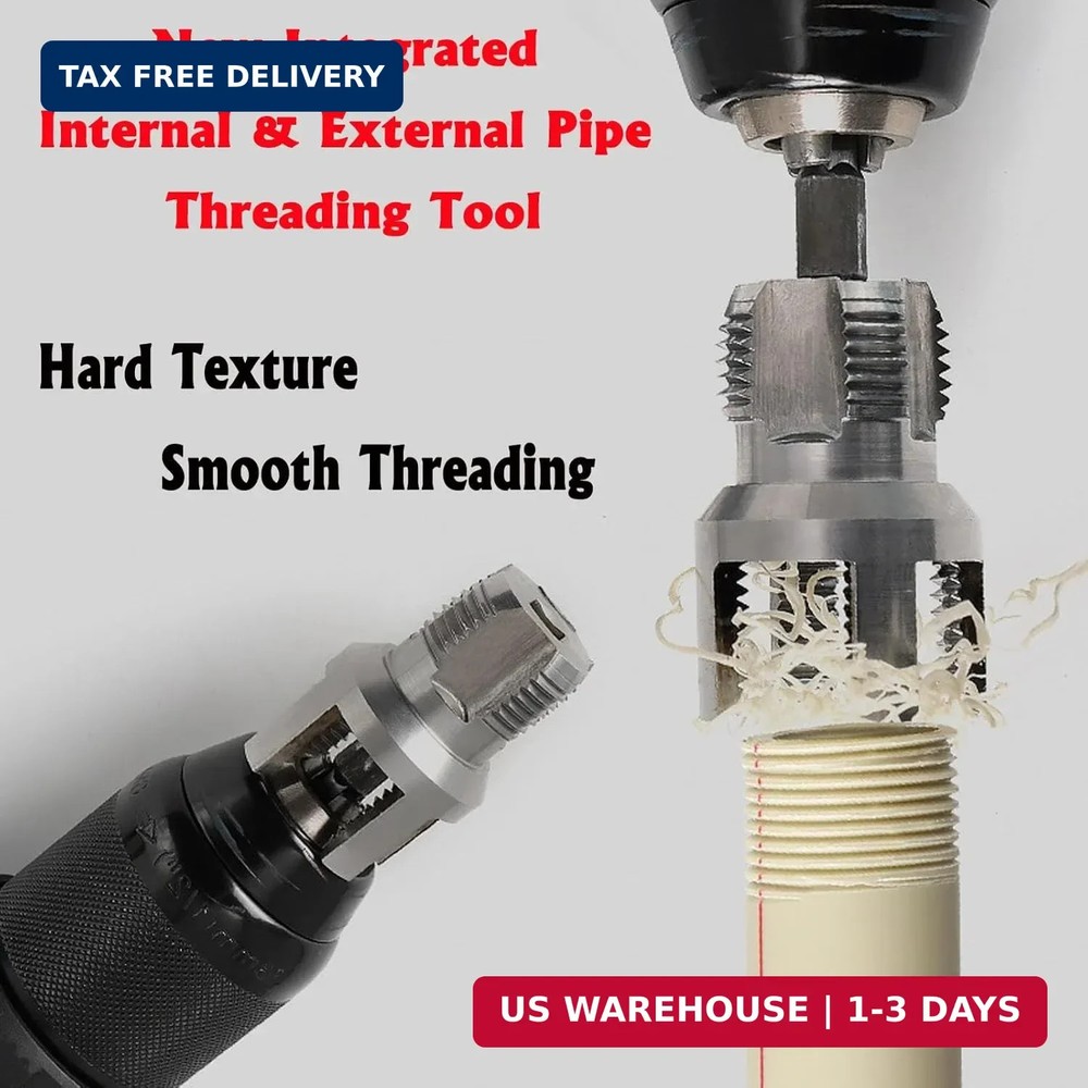 3PCS PVC Pipe Threader Kit 1/2 3/4 1 Inch NPT Drill Compatible Threading Tool US