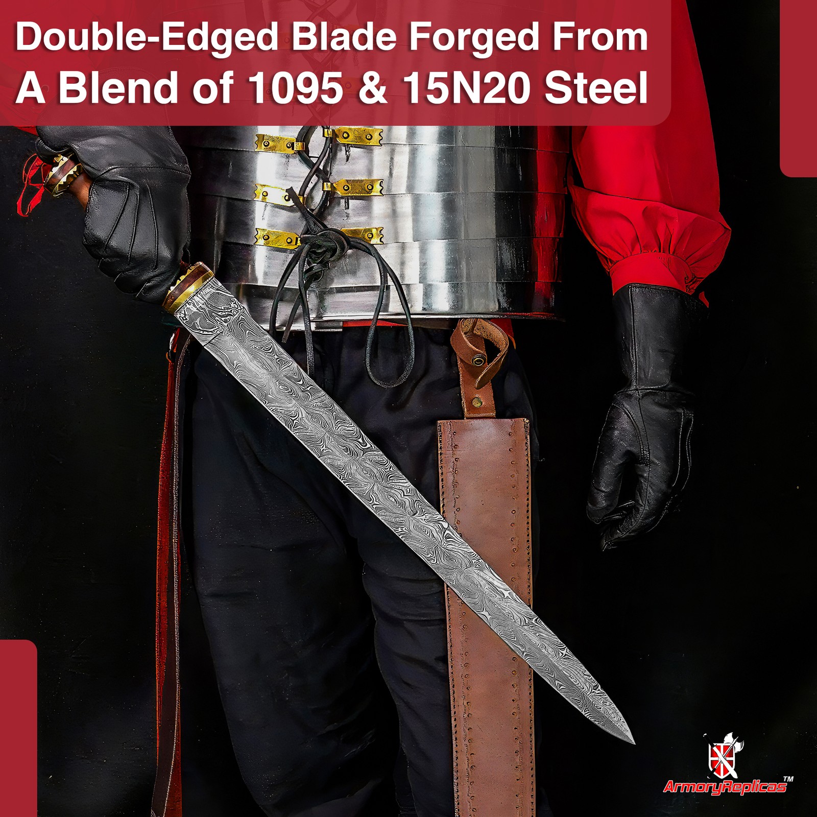 Damascus Roman Gladius Sword Hand Forged Steel Legion Replica Firestorm w/Sheath