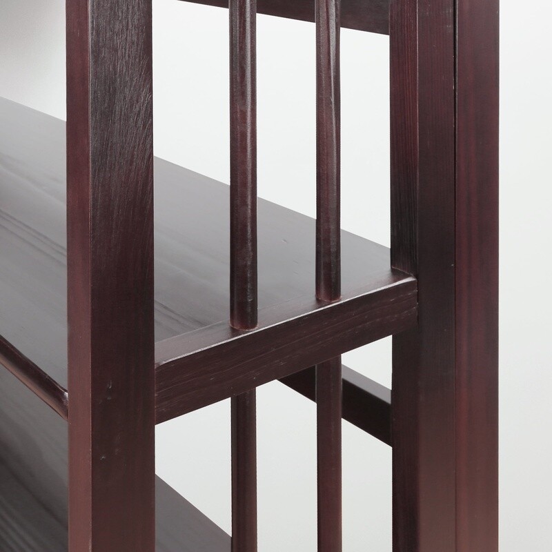 3 Tier Folding Stackable Bookshelf Solid Wood Storage Shelf Easy Setup Durable