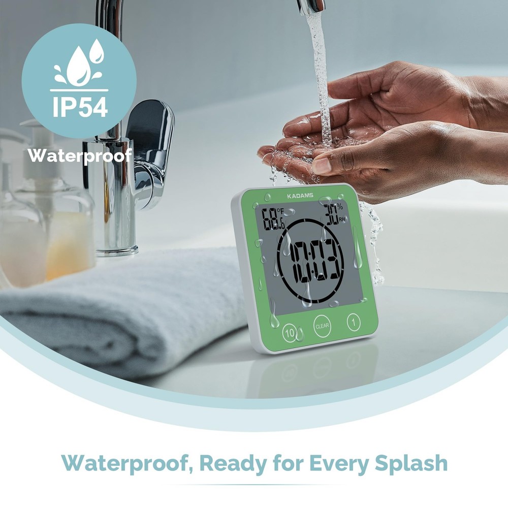 Shower Clock Waterproof Bathroom Timer – Digital Wall Clock with Countdown, M...