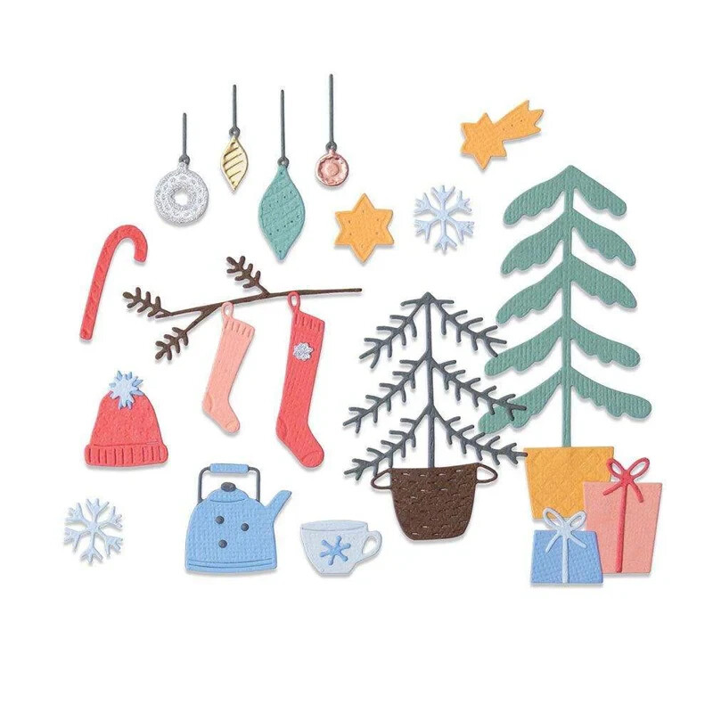 Sizzix Thinlits Christmas Cheer Olivia Rose Festive Cutting Dies 664497 NEW