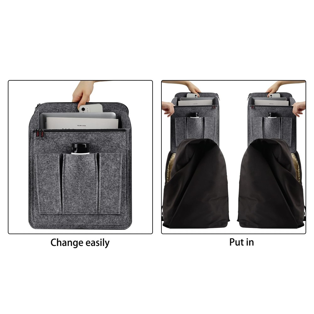 Large Capacity Backpack Organizer Insert - Felt Storage Insert for 10"+ Backp...