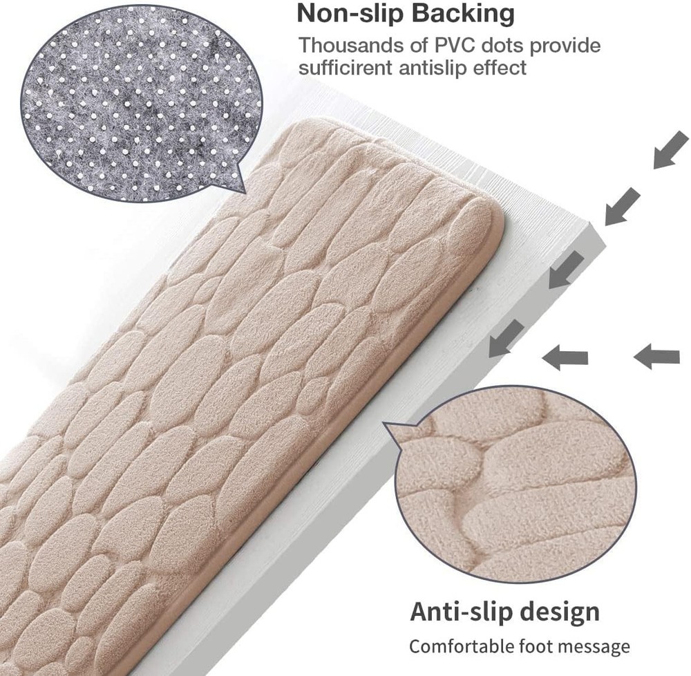 YIHOUSE Memory Foam Bath Mat 1'5 x 2' (Rectangular), Khaki