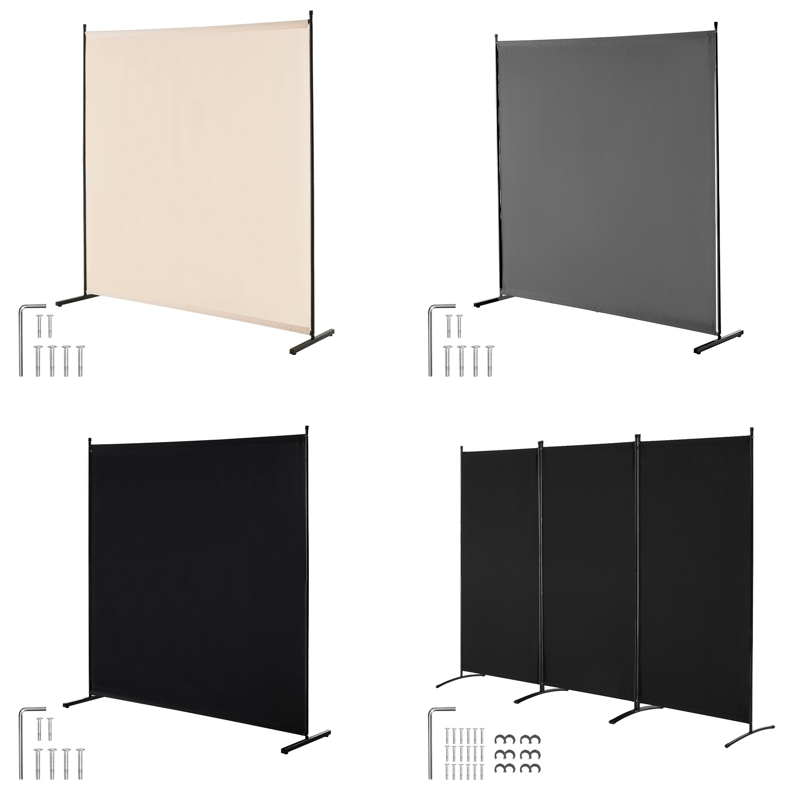 Uimoso Room Divider Panel Fabric Room Screen for Office Bedroom Beige/Black/Grey