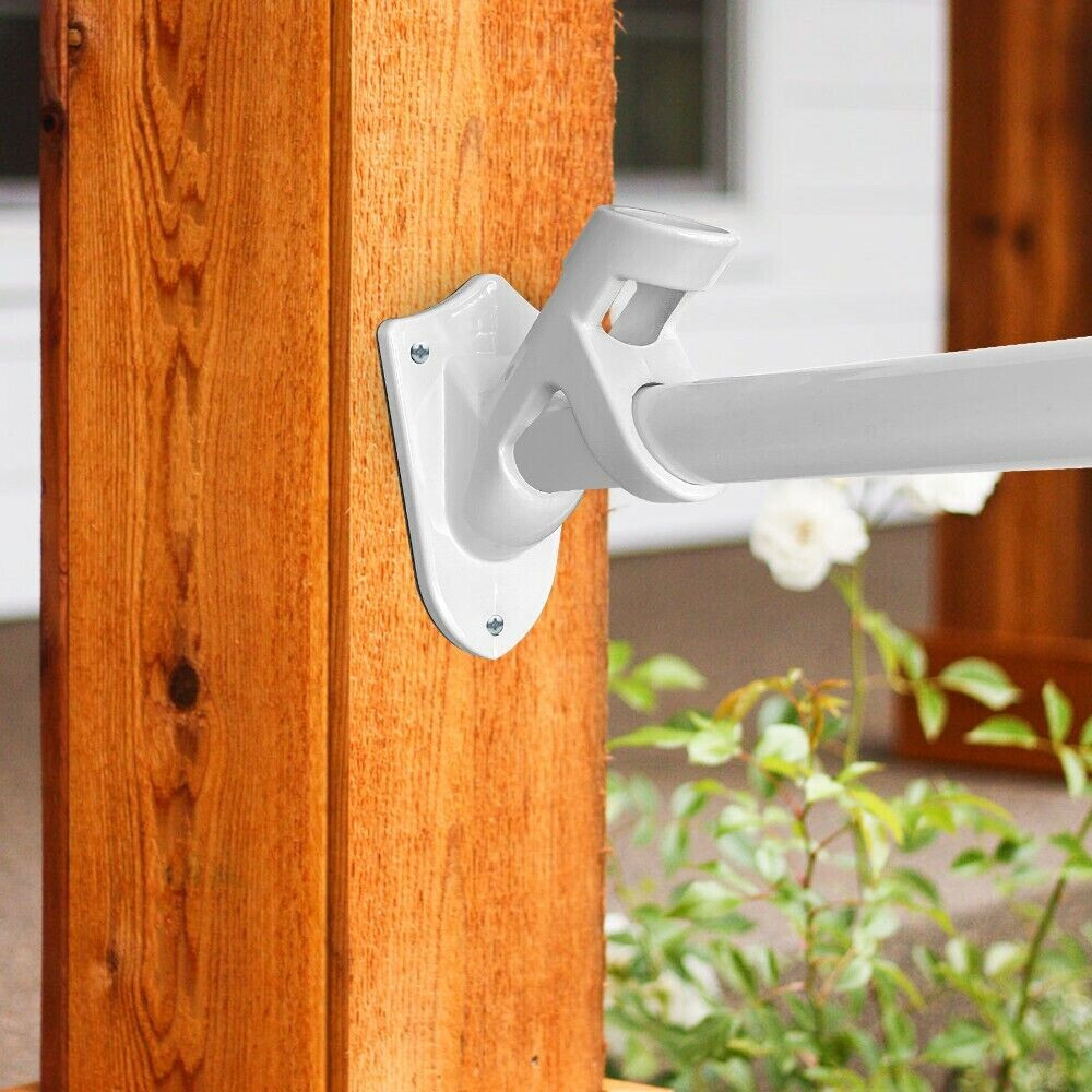 2 Position Flag Pole Bracket White Aluminum Wall Mounted Flag Pole Bracket