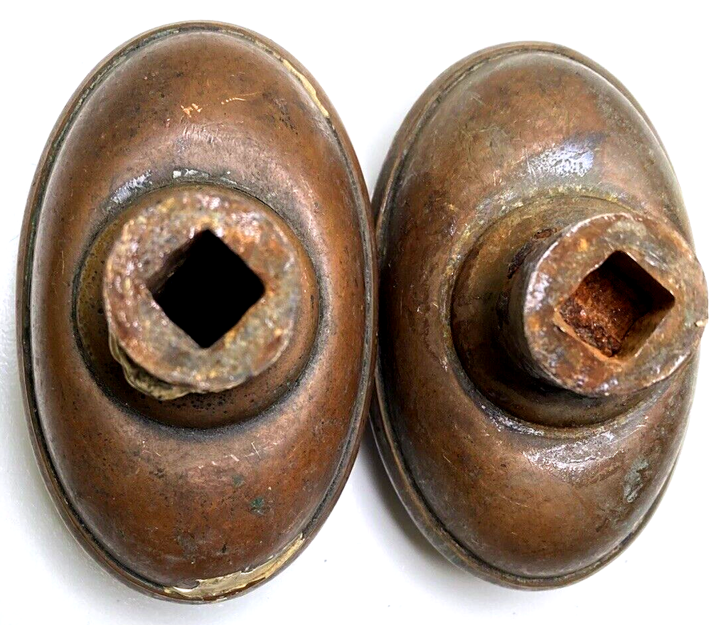 Vintage Salvage Oval Knobs, Copper Door Knobs, Antique, Free Shipping