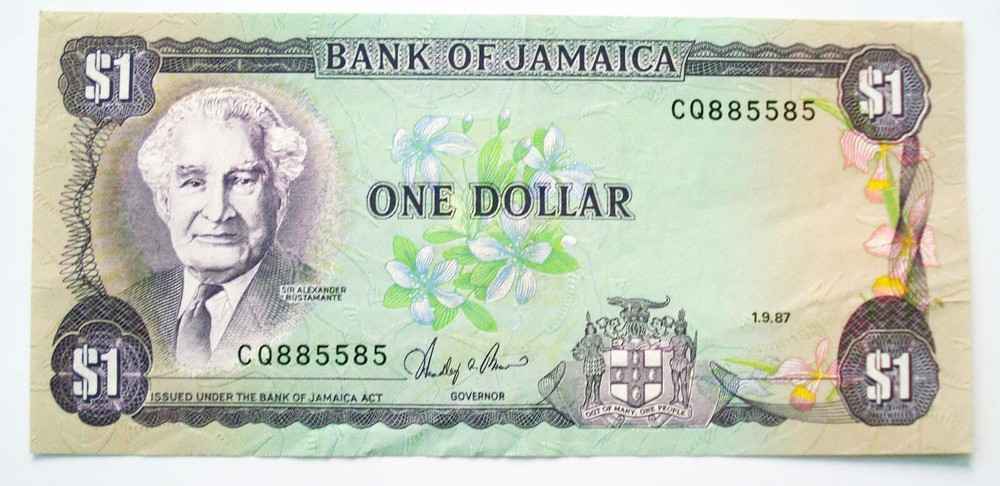 1987 JAMIACA ONE DOLLAR NOTE - UNCIRCULATED