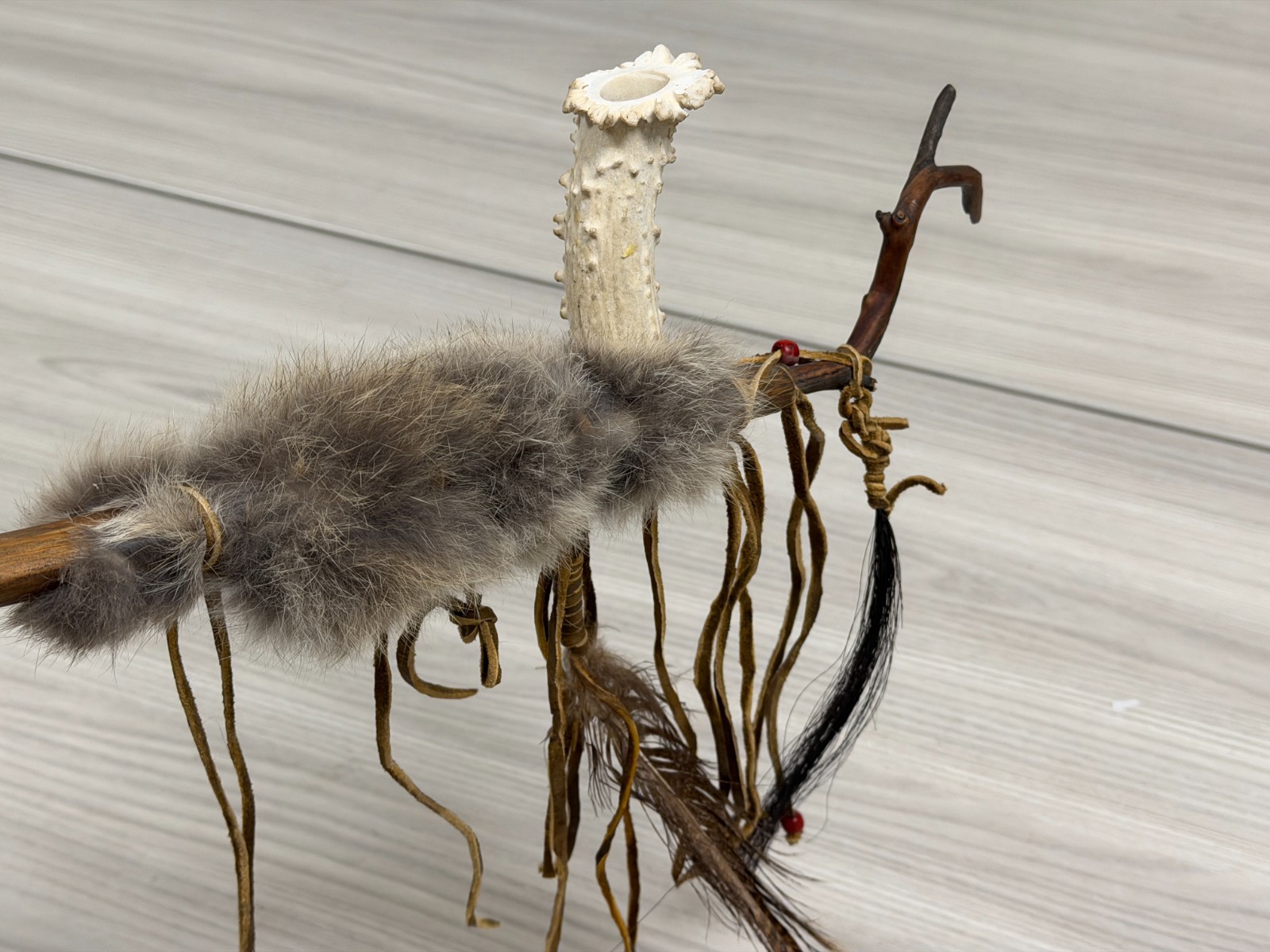 Replica Decorative Native American Deer Antler Peace pipe 29”