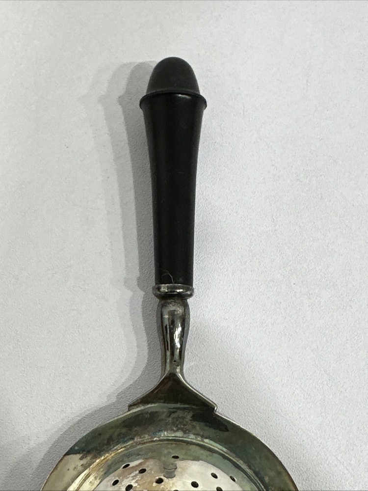 Vintage Antique Brass Tea Strainer with Wood Handle England