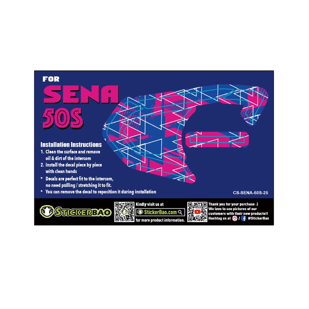 Triangle Pink Device Surface Sticker For SENA 50S Intercom x1